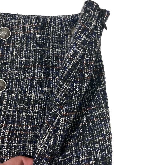 Ann Taylor Loft Womens Blue Wool Blend Tweed Faux Wrap Skirt Size 4 - Picture 3 of 7